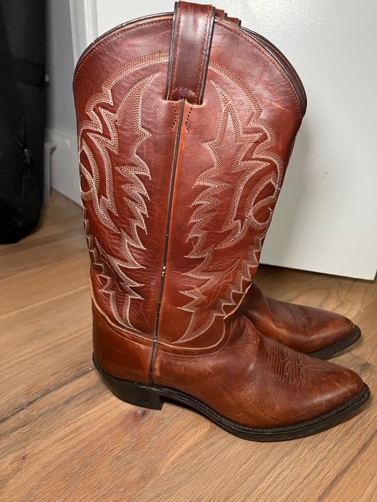 Tony Lama Shoes - Tony Lama Brown Leather Western Heeled Boots